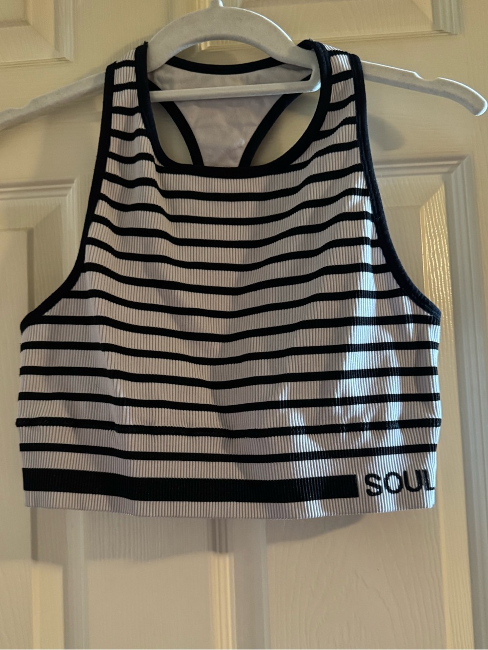 Soul Cycle- Striped Black & White Crop Tank Top/Bralette